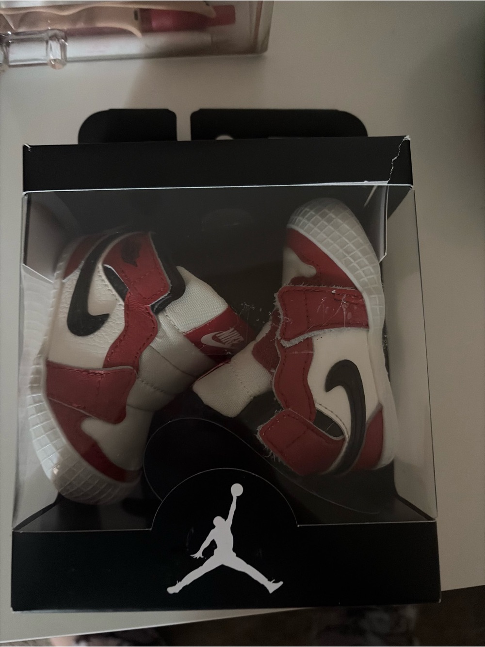 Nike Toddler High-Top Sneakers in Red, White & Black